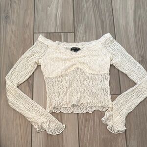 White Lace Long Sleeve Top